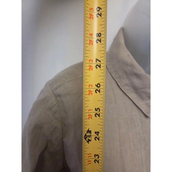 Theory Linen Short Sleeve Button Up Shirt Tan Beige Size P - Picture 6 of 6